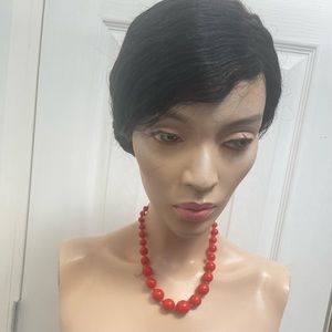 Vintage cherry red graduated stringed round bead necklace. Used.